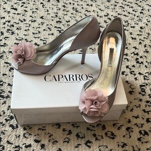 Caparros Blush Floral Peep-Toe Heels